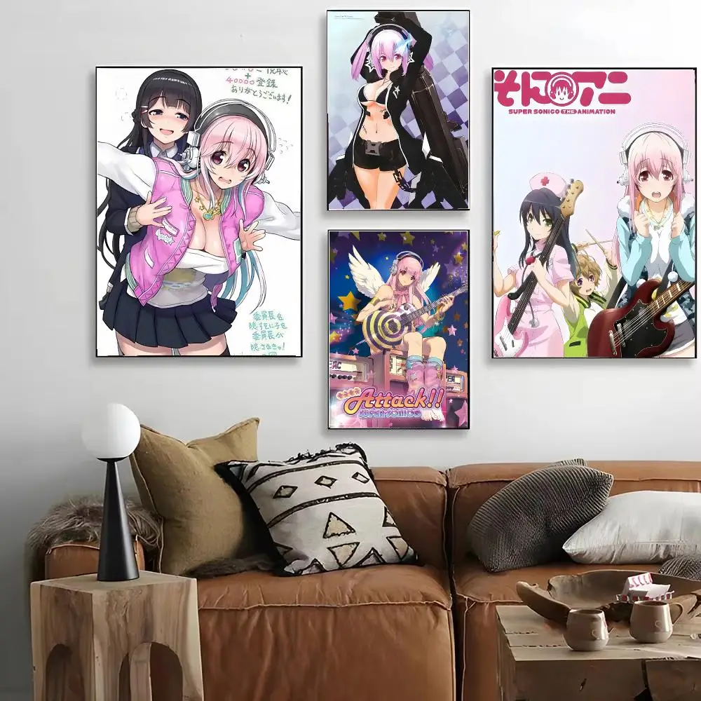 Anime S-Super S-Sonico Poster HD Art Decorative Wall Art Waterproof Home Décor for Living Room Bedroom Café Stylish Gift