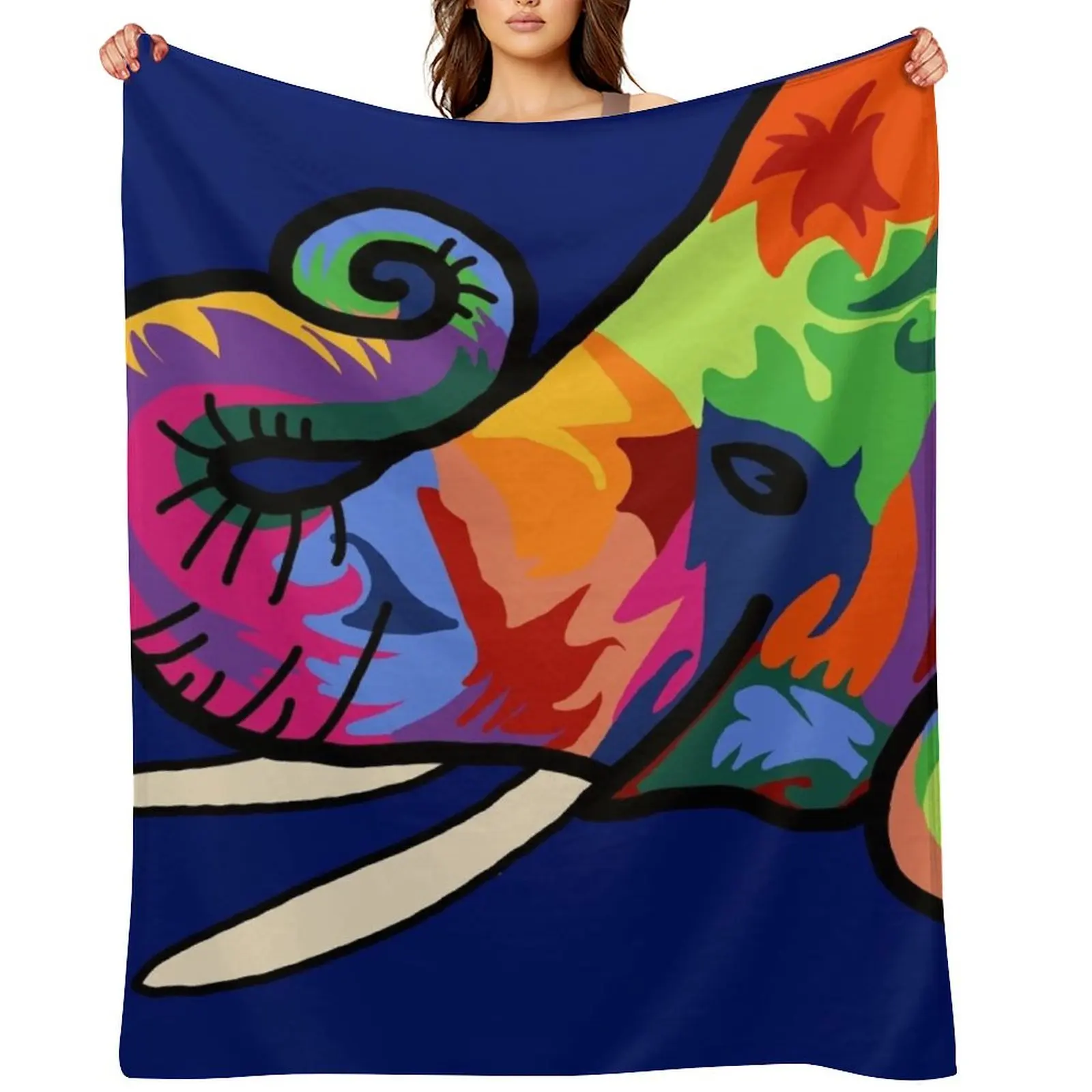

Colorful Elephant Throw Blanket Beach Flannel Fabric for babies Blankets