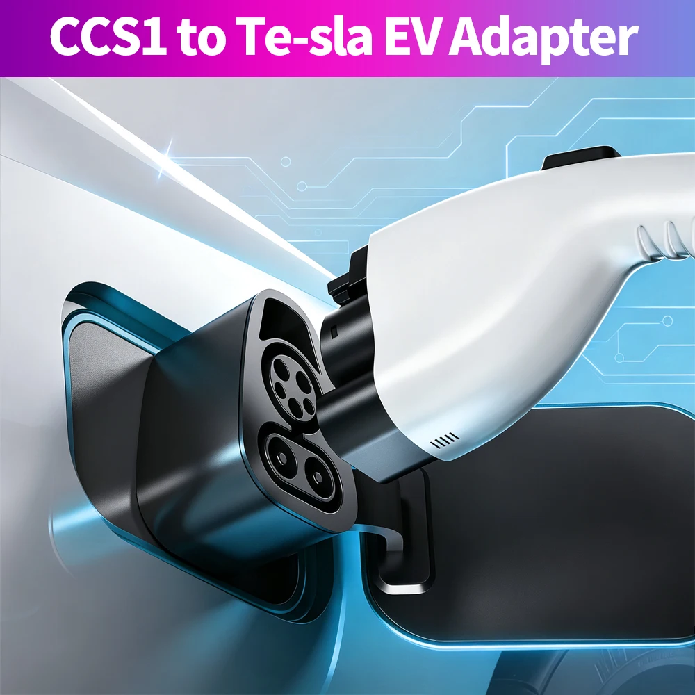 2in1 CCS1 J1772 CCS1 to NACS EV Charging Adapter DC 250kW Fast Charging Convertor for Tesla Model 3/Y/S/X/C, Level1/2/3 Charging