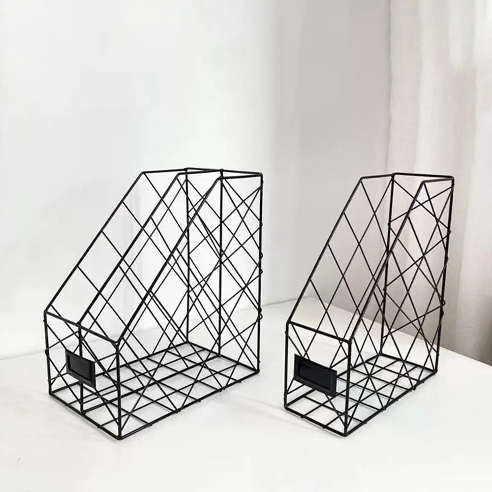 

Vertical Metal Desktop File Shelf Mesh Wrought Iron Magazine Storage Rack Multifunction Nordic Style File Holder Home Office