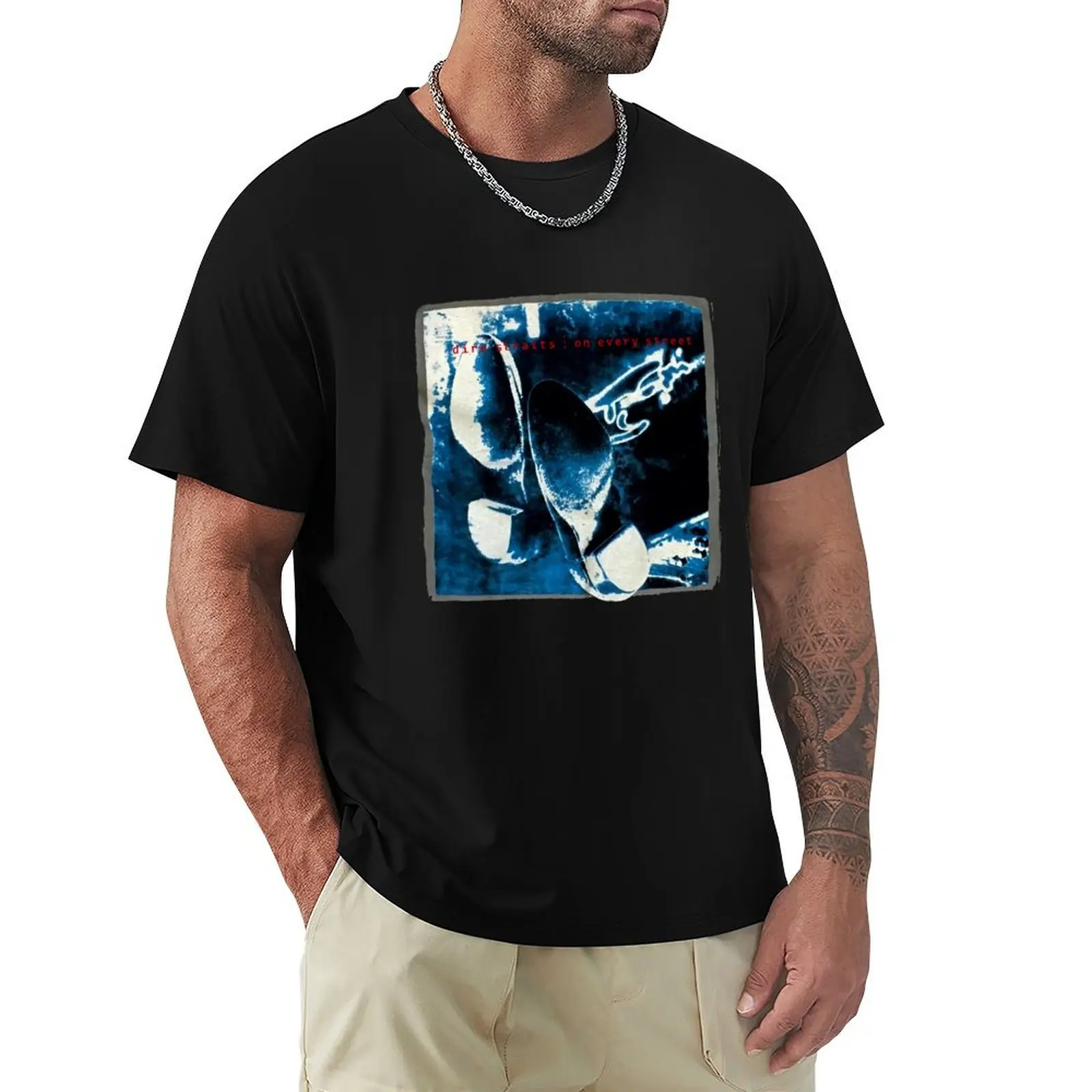 Vintage 1992 Dire Straits On Every Street Tour T-Shirt Big and Tall Gym T-Shirt