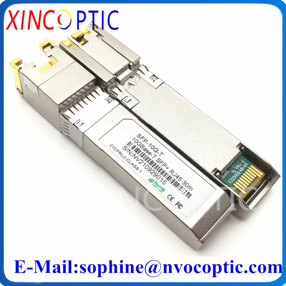 جهاز إرسال واستقبال 5cs SFP + 10GBASE-T RJ45 ، وحدة نحاسية سعة 10 جيجابايت-T 30 متر لهاتف Huawei Mikrotik IBM HP