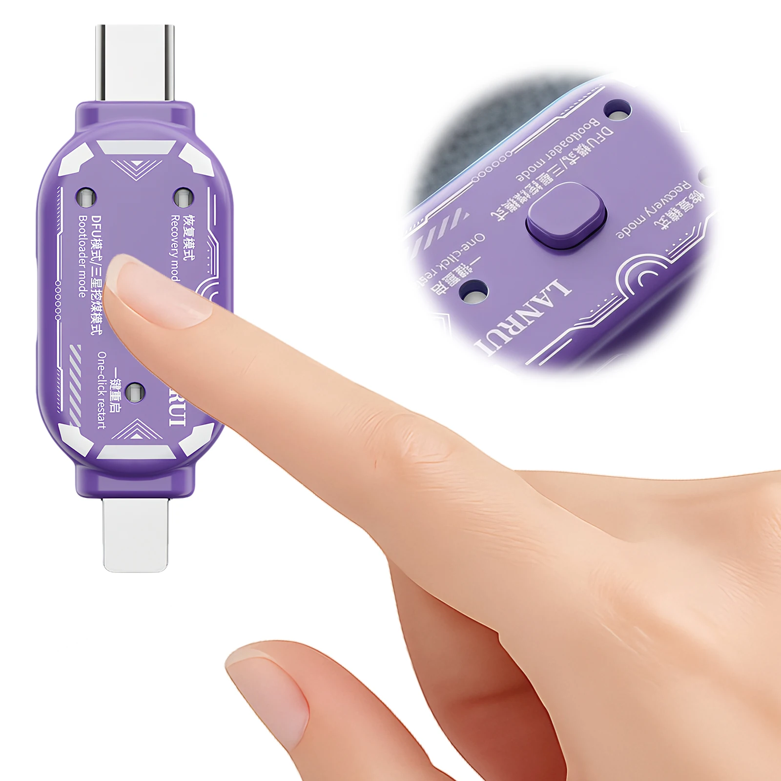 DFU Mode Tool 1-Click Recovery Box for for for for for iPhone for Auto Detect No Disassembly Dual Head Type-C Repair