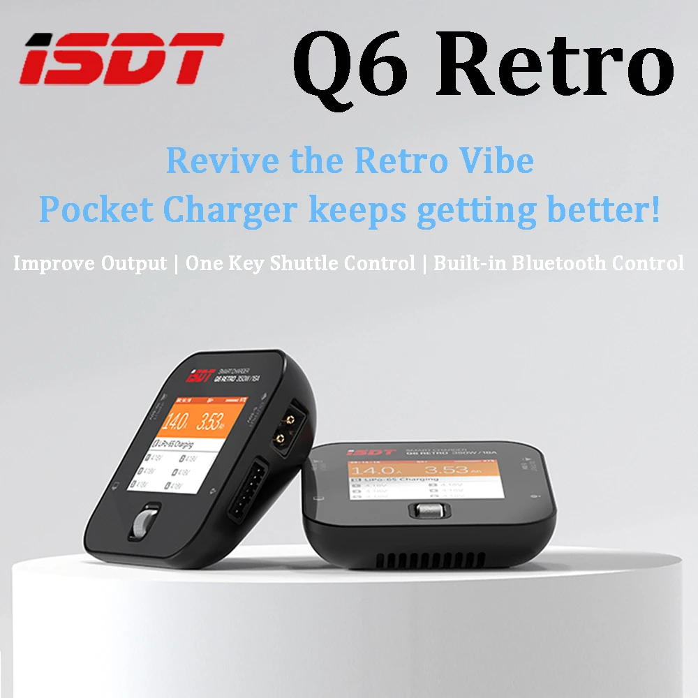 

ISDT Smart Charger Q6 Retro 350W/16A DC LiPo Battery Balance Discharger Built-in Bluetooth Control for RC Car Drone Batteries