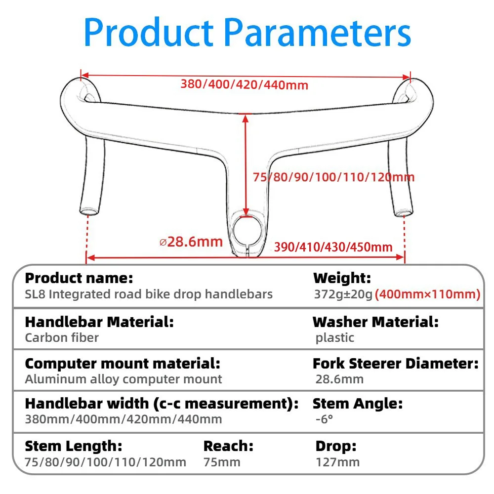 Vollcarbonfaser-Fahrradlenker für Rennräder mit interner Kabelführung, geeignet für SL8 integrierten Drop-Lenker. – Detail 6