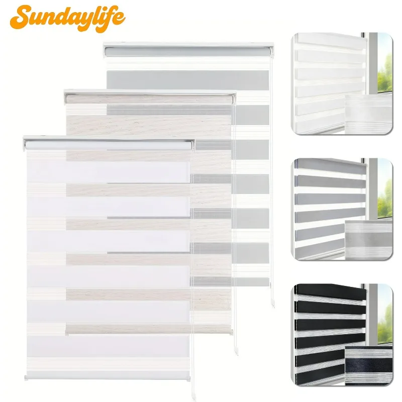 Persianas Zebra Semiopacas con Cadena para Ventanas, Cortinas Modernas para Sala de Estar, Cortinas de Privacidad para el Hogar