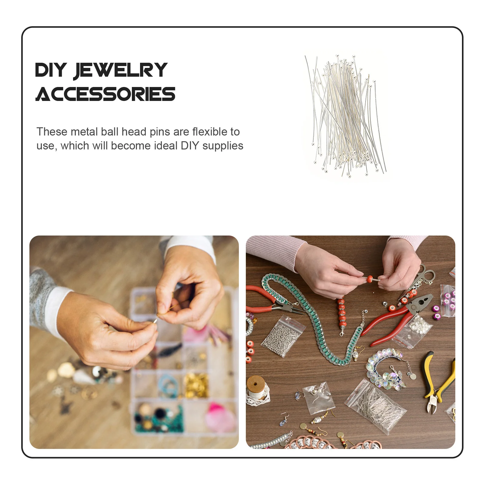 200 Stuks Hoge Kwaliteit Bal Nietstiften voor DIY Sieraden Kralen Pins Glad Oppervlak Veilig te Gebruiken Crafting Armband Nietstiften