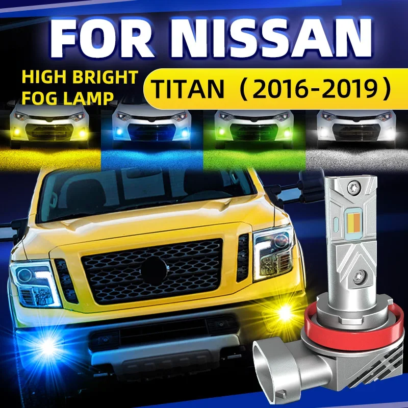 2pcs Car LED Front Fog Lights Bulbs White Yellow Dual Colors Switchback Lamps For Nissan Titan XD 2016 2017 2018 2019