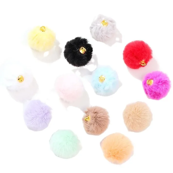 20pcs Plush Fluffy Fur Ball Beads Earring Charms Pompom Beads Pendant for DIY Necklace Bracelet Pendant Jewelry Making Supplies