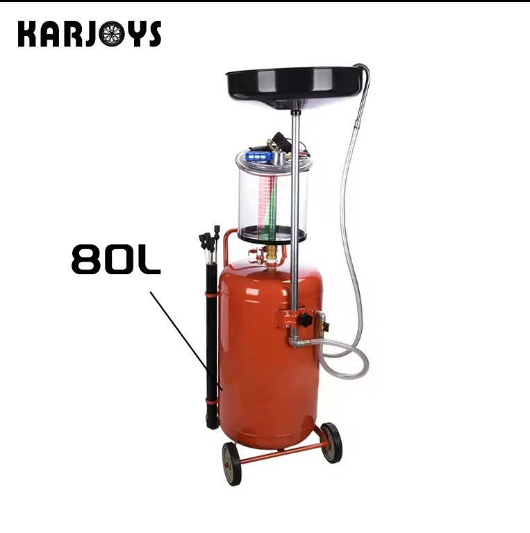 Portable Oil Drain Tank with Pump Air Operated Waste Oil Collector Adjustable Height for Car Workshop Service Station