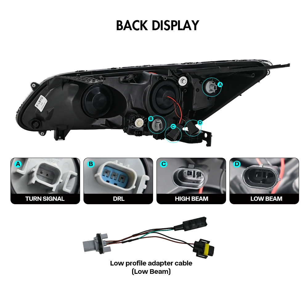 Пара линз проектора DRL, светодиодная лампа в сборе для Honda Accord 2013, 2014, 2015, 4-дверная фара