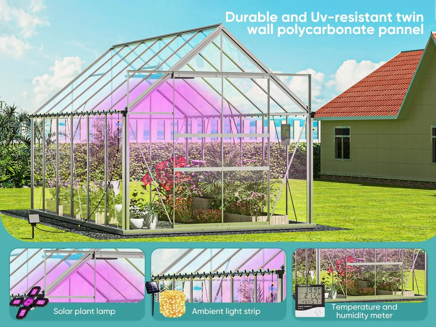 6x12 FT Greenhouses for Outdoors,Green Houses for Outside,Heavy Duty Polycarbonate Greenhouse,Garden Greenhouse,