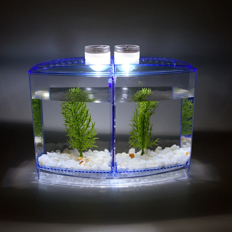 Acrylic Fish Tank Desktop Small Fish Tank, Suitable for Family Living Room, Bedroom, Office(1.8L)