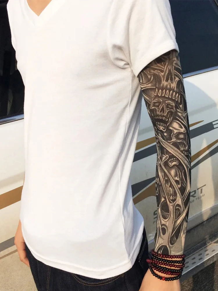 AliExpress One Sleeve Outdoor Cycling Tattoo Sunscreen Sleeves Summer Tattoo Flower Arm Sleeves Independence Day Dress Up Fashion Sleeves