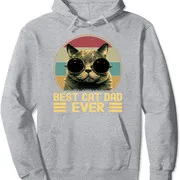 Polarshe Vintage Best Cat Dad Ever Funny Cat Lover Animal Gift felpa con cappuccio Unisex