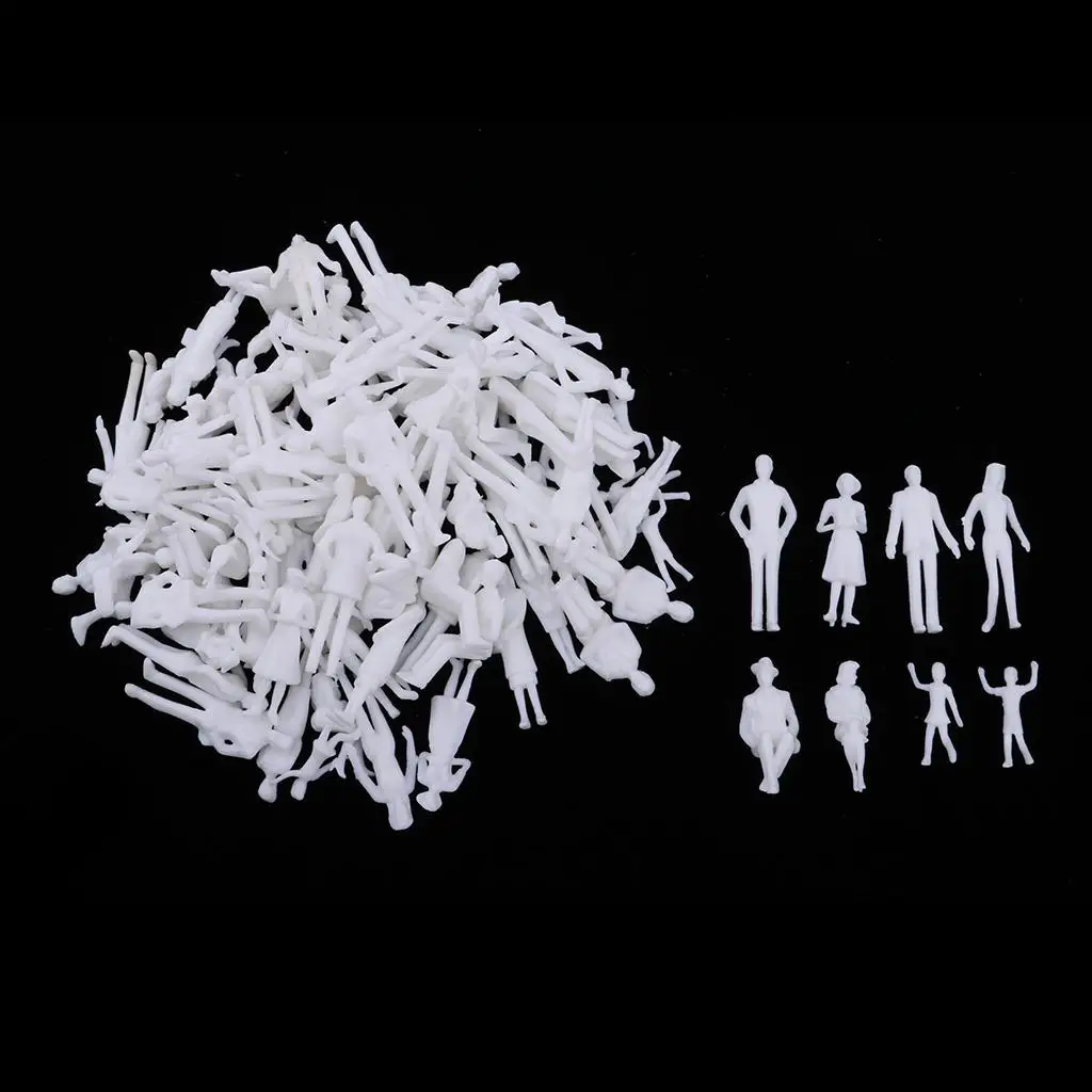 Unpainted Pessoas Human Figuras Em Miniatura, Edifício Modelo, Cena Acessório, 1:50, 50 Peças