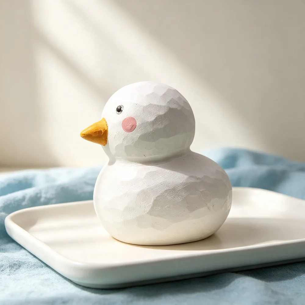 Japanese Style Handmade Wooden Duck Ornament Healing Mood Decorative Craft For Home Desktop Shelf Display Housewarming Festival