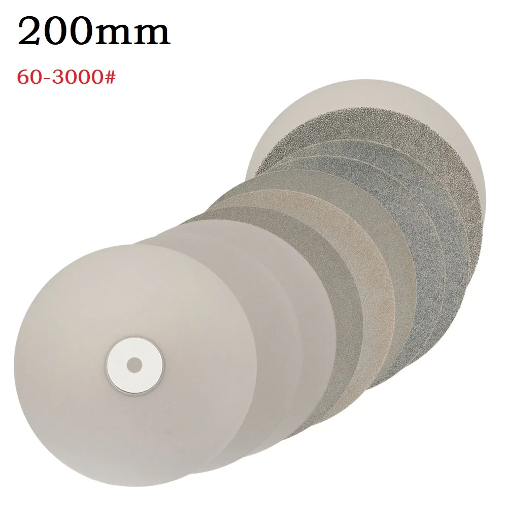 

8inch 200mm Diamond Coated Lapping Disc Flat Lap Wheel Abrasive Grinding Disc 60-3000 Grit For Jewelry Gemstone Glass Grinding