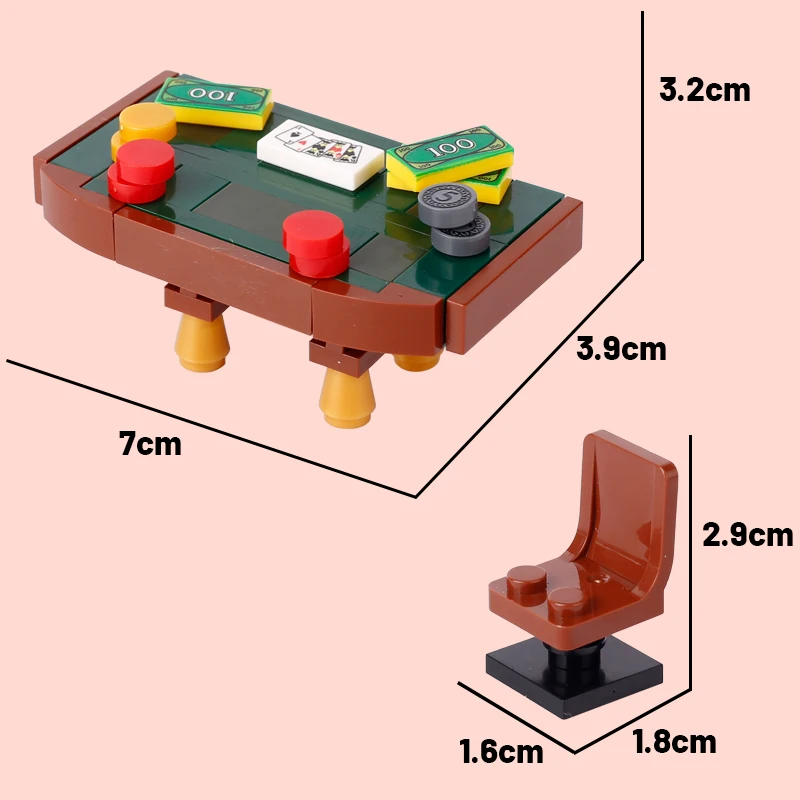 MOC City Street View Table jeu série blocs de construction Poker Mahjong Ski balle jeu Machine échecs carte salle fentes briques jouet cadeau