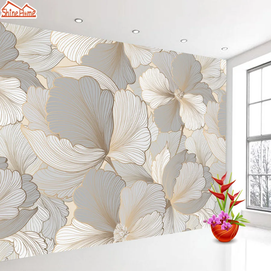 Custom Self Adhesive Wallpapers Accept for Living Room TV Background Contact Walls Design Papers Home Decor Leaf Murals Prints