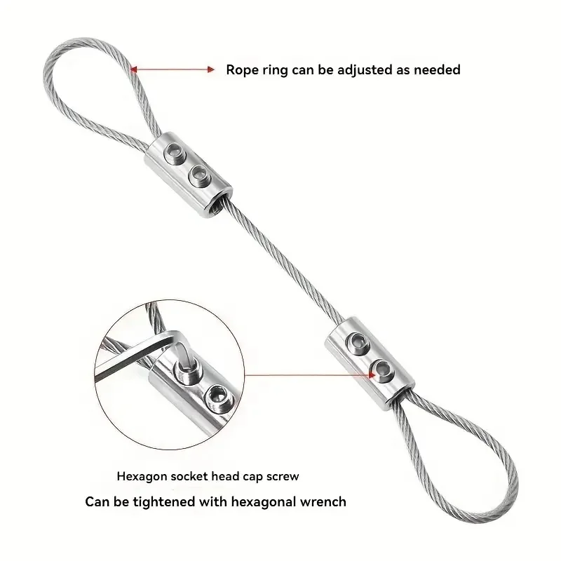 

50Pcs Stainless Steel Wire Rope Locks Double-Hole Clamps - Adjustable | For Home DIY, Camping