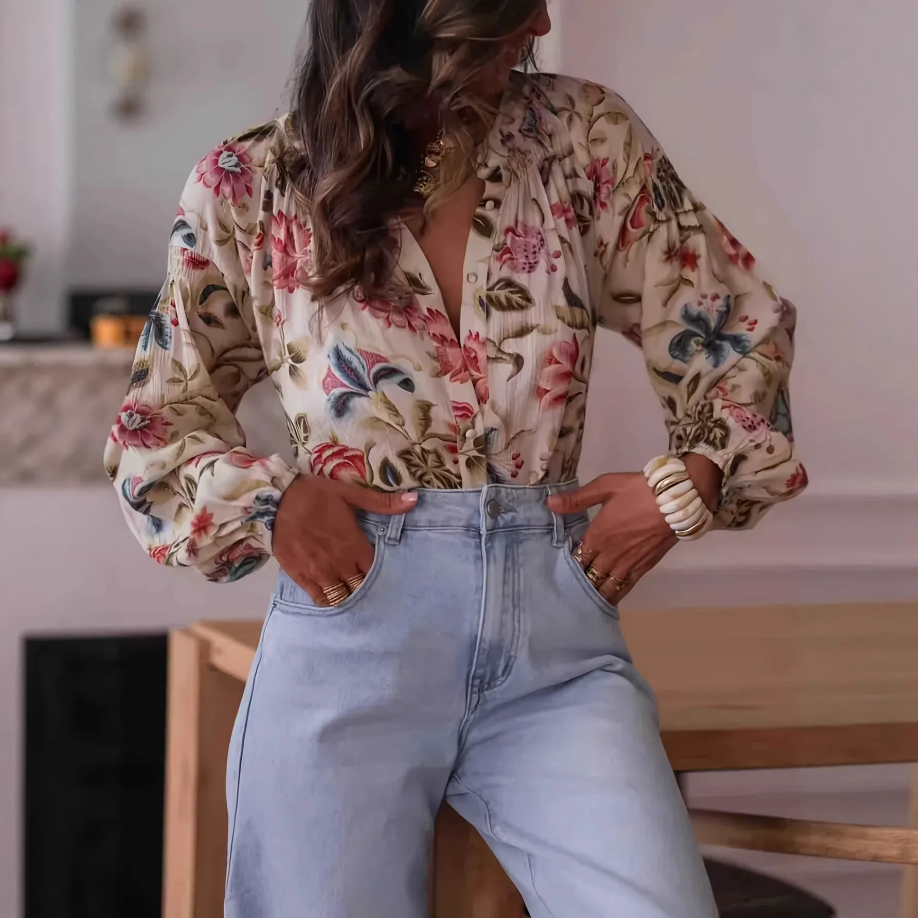 

Spring Autumn Top Long Sleeve Shirt Printed Shirt For Women Bluzki Damskie 여성 블라우스 Long Sleeve Y2k Top Топ С Длинным Рукавом