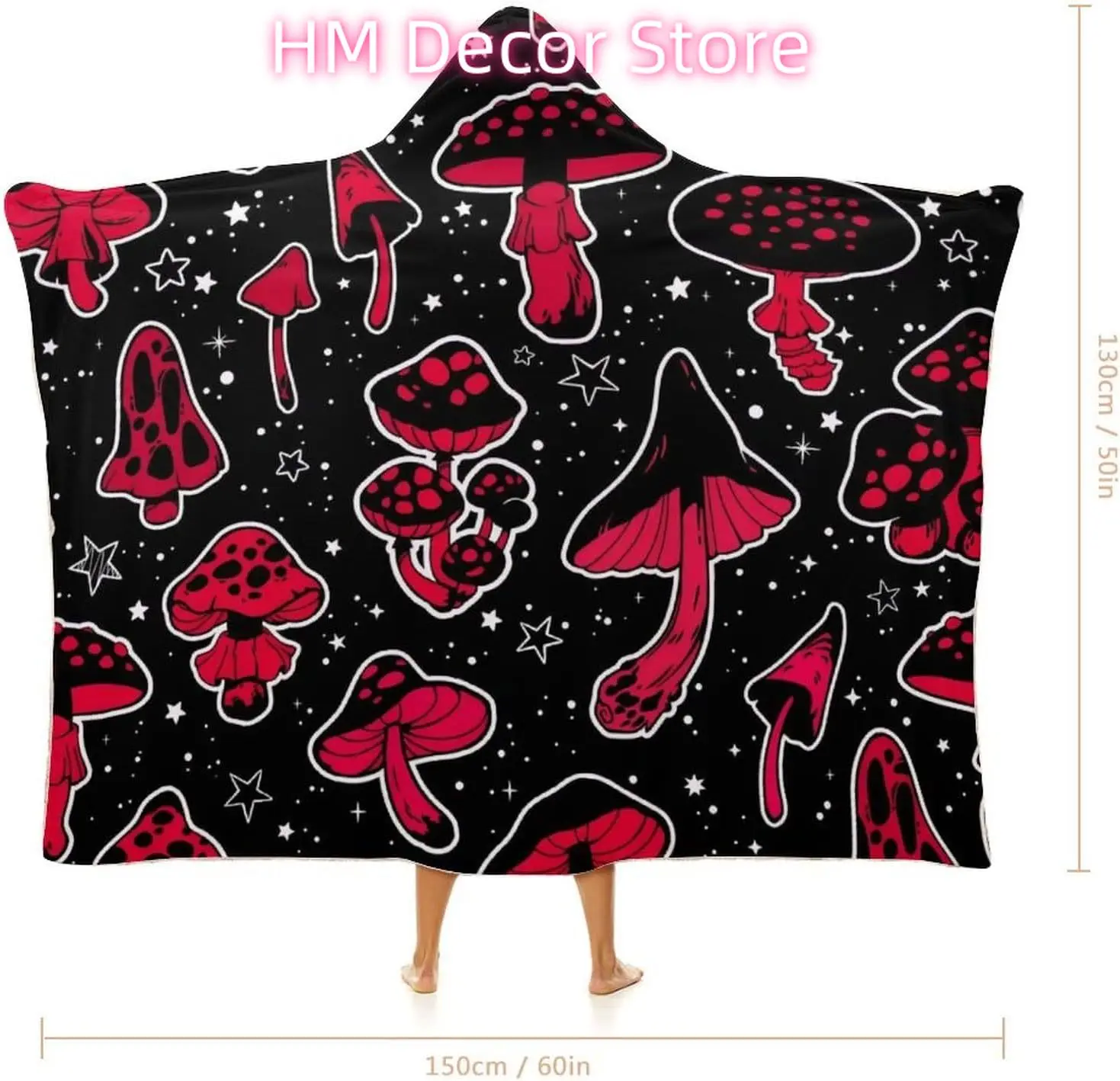 Mushroom Hooded Blanket Mushrooms Gifts for Women Soft Fleece Flannel Mushrooms Wearable Blanket Hoodies All Season Plant Blanke