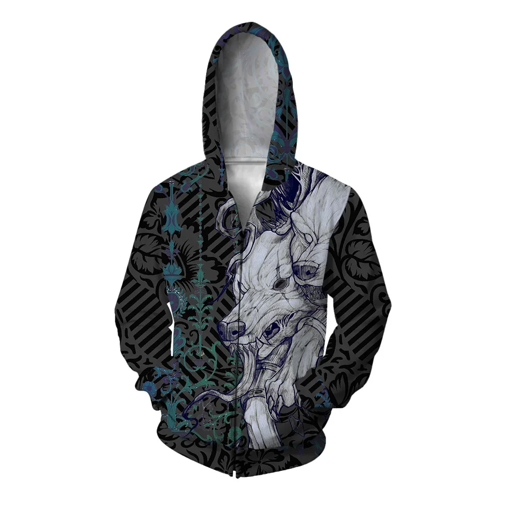 Lion Print Sweatshirts for Men Trendy and Comfortable Mens Clothing Casual and Versatile Zip Up Hoodies Man Hoodie Sweatshirt