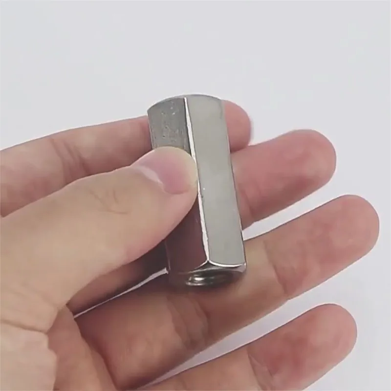 M3~M20 304 Stainless Steel Left Right Thread Hex Rod Coupling Nuts Extension Joint Nut Screws Connection Thread Nut L:20~200mm