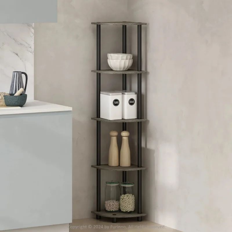

Turn n Tube 5 Tier 11.6 in x 57.7 in Particle Board French Oak Corner Bookcase