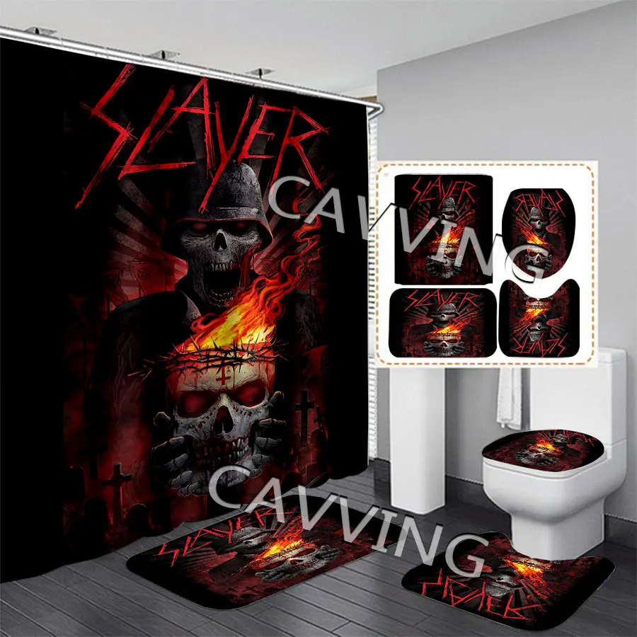 SLAYER  Band 3D Printed  Shower Curtains Waterproof Bathroom Curtain Anti-slip Bath Mat Set Toilet Rugs Carpets   F04