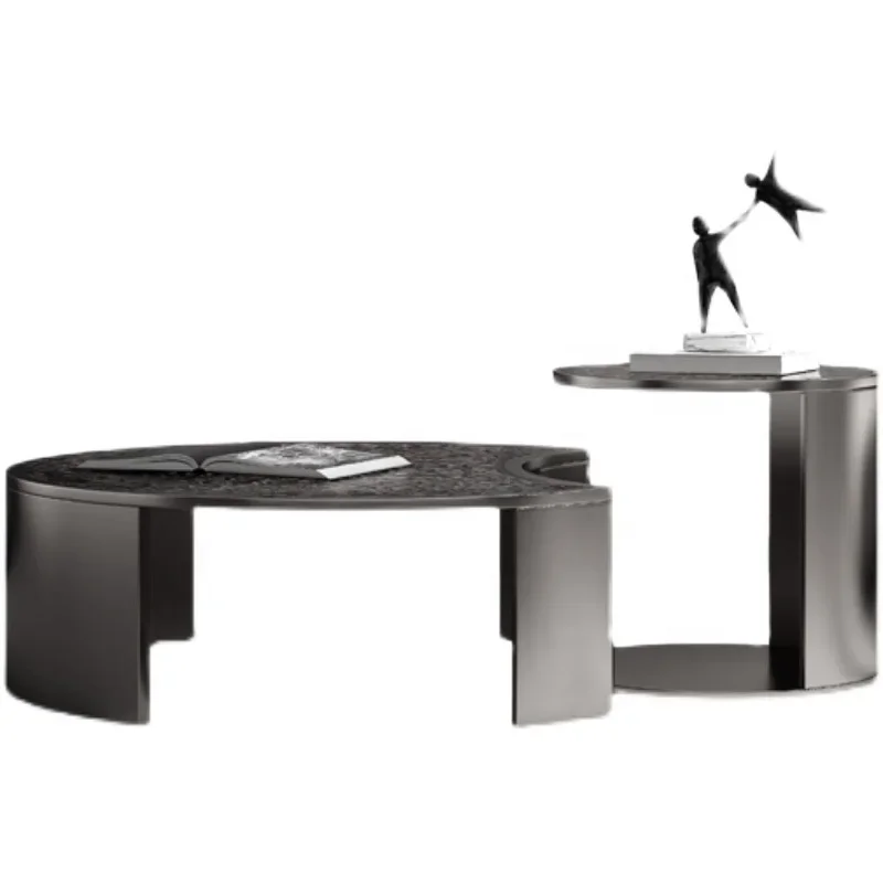

New Arrival Modern Simple Household Coffee Table Stainless Steel Simple Water Corrugated Tempered Glass Creative Round Coffee Ta