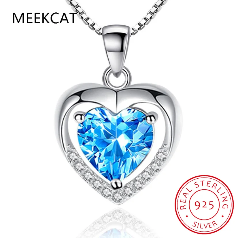 Love Heart Created Alexandrite Sapphire 925 Sterling Silver Pendant Necklace for Woman Purple Gemstone Jewelry Colar de Prata