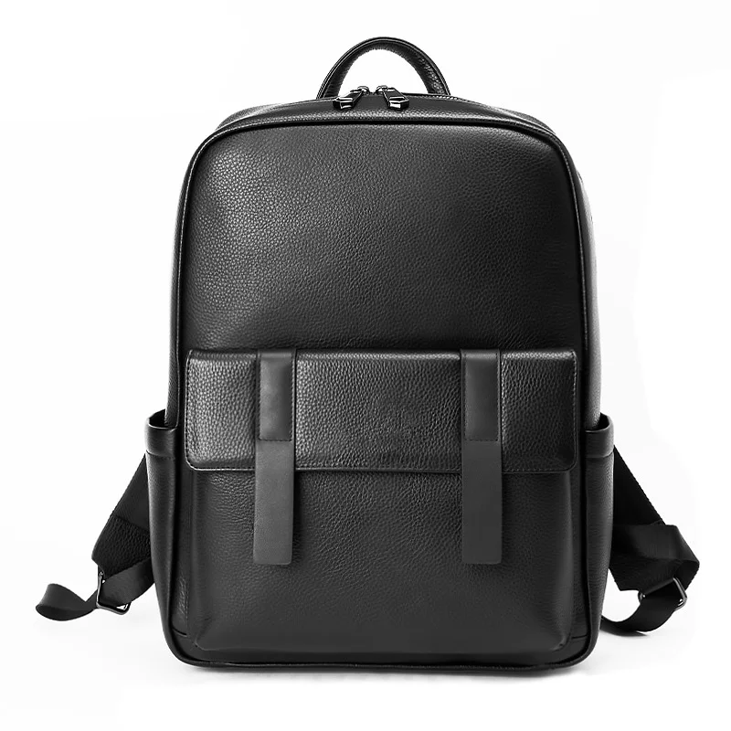 First Layer Cowhide Leather Backpack Men\'s Fashion Business Large Capacity High School Student Bag Travel Backpack Laptop Bags