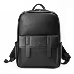 First Layer Cowhide Leather Backpack Men's Fashion Business Large Capacity High School Student Bag Travel Backpack Laptop Bags