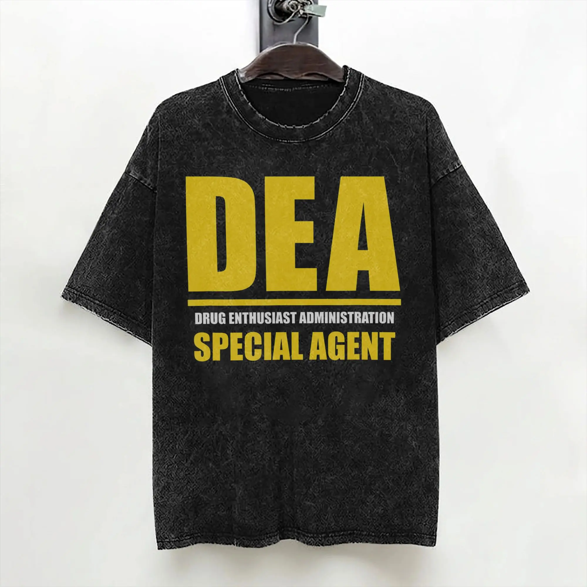 DEA Drug Enthusiast Administration Special Agent T Shirts Washed Short Sleeve T-Shirt  Retro Men Women Streetwear Tee Shirt