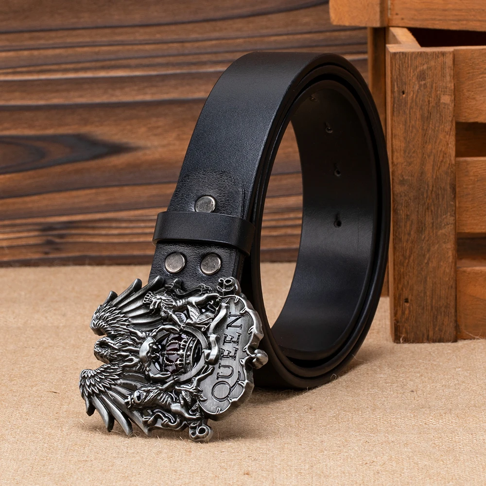 140CM Extra Long Men Women Pin Buckle Genuine Leather Belt Western Cowboy Punk Rock Goth Belt