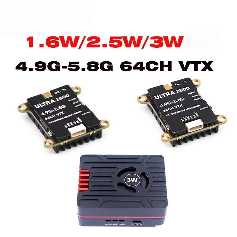 

1.6W/2.5W/3W video transmission 4.9-5.8G analog high-power VTX aircraft FPV long-distance voyage