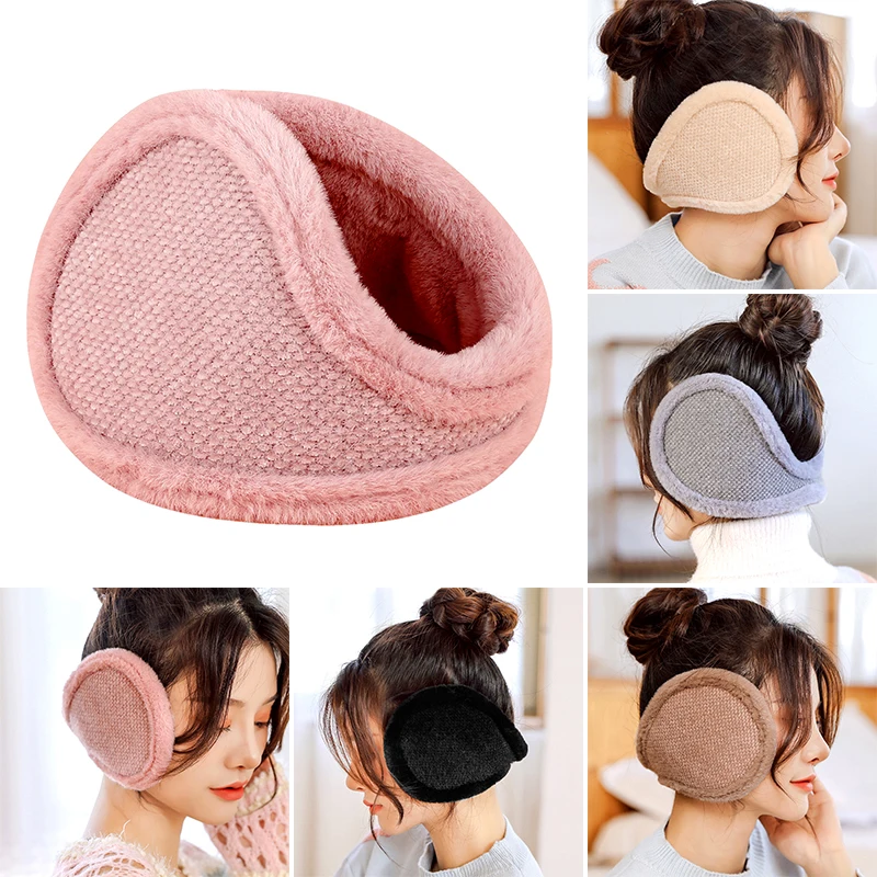 Women Windproof Earmuffs Ear Warm Protector Thicken Plush Winter Fleece Outdoor Cycling Behind The Head Band Soft Ear Muffs