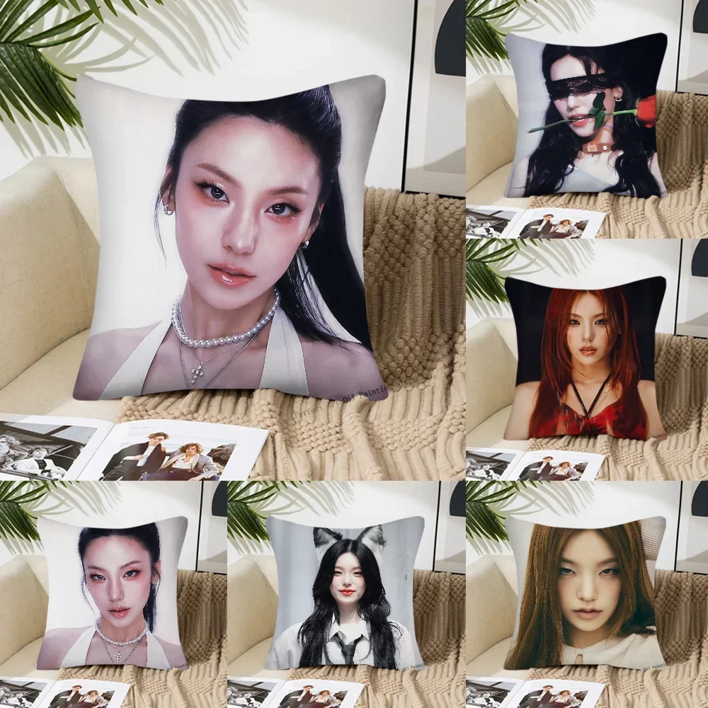 Korean Female Singer Hwang Yeji Pillow Case Square Pillow Bedroom Sofa Leisure Comfort Cushion Living Room Home Decoration 40X40