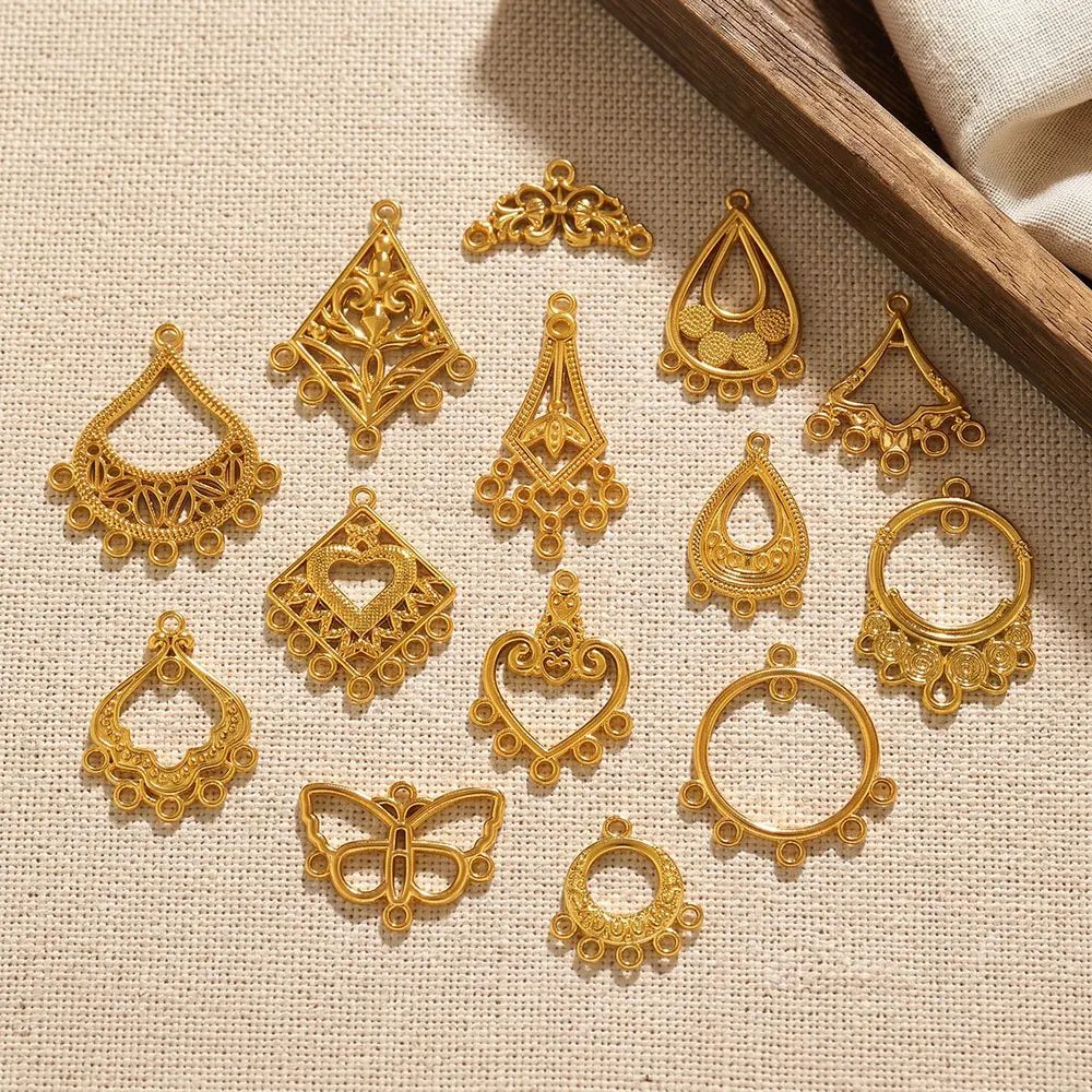 5 Stück poröse Anhänger aus Edelstahl für die Schmuckherstellung, Vintage-Ethno-Stil, zum Aufhängen, für Ohrringe, Anhänger, Verbinder, DIY-Schmuckzubehör – Detail 3