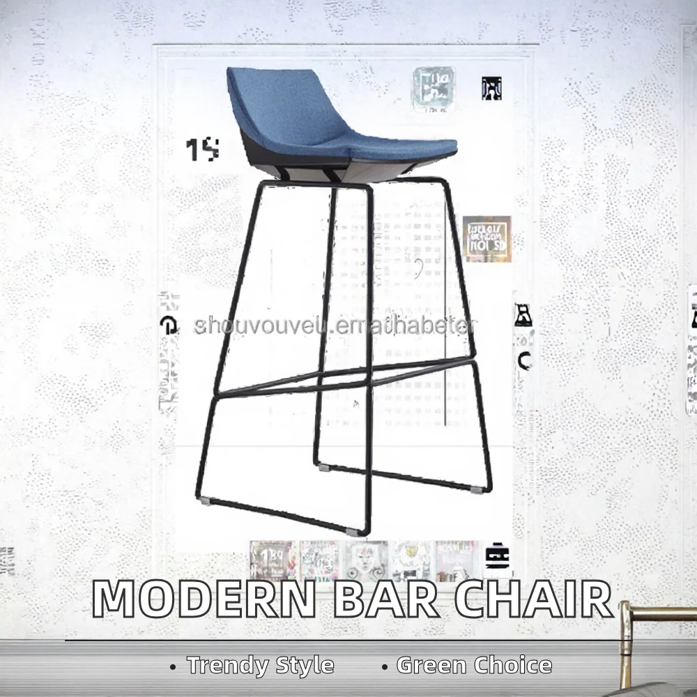 Hot Sale Modern Design Bar Stool Chair Colorful High Legs Fabric Restaurant Cafe Furniture for Outdoor Garden Dining view 2