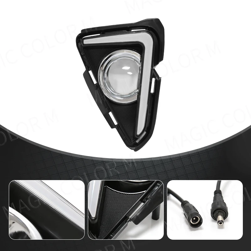 لتويوتا RAV4 2016 2017 2018 DRL أضواء النهار الجري بدوره إشارة مصباح الضباب الحافة كروم زينة السيارات أبيض أصفر