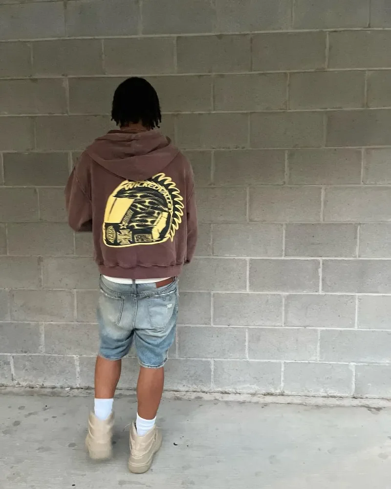 

Harajuku fashion street zipper hoodie men casual American vintage letter graphic printed hoodie Y2K Goth loose sweatshirt худи