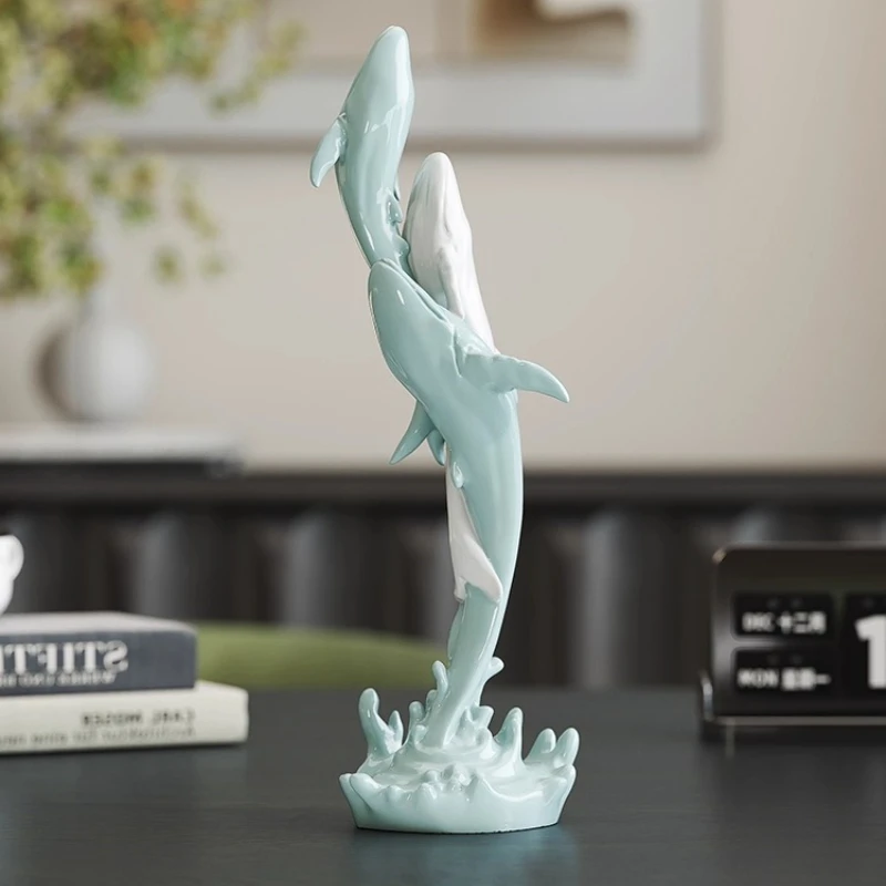 

Creative Whale Sculpture Desktop Ornament Living Room TV Cabinet Wine Cabinet Home Decoration Office Study Senior Sense Gift