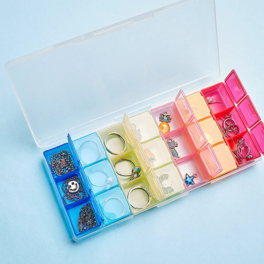 2Pcs Weekly Medicine Box 21 Compartment Pill Dispenser with Clear Lids Day Labelled Easy Read Organizer for Seniors Patients