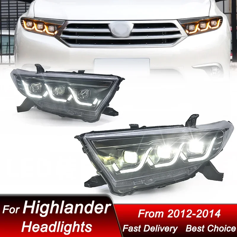 

Pop Car Headlights For Toyota Highlander 2012-2014 LED Auto Headlamp Assembly Upgrade High Configure Projector Lens Accessories