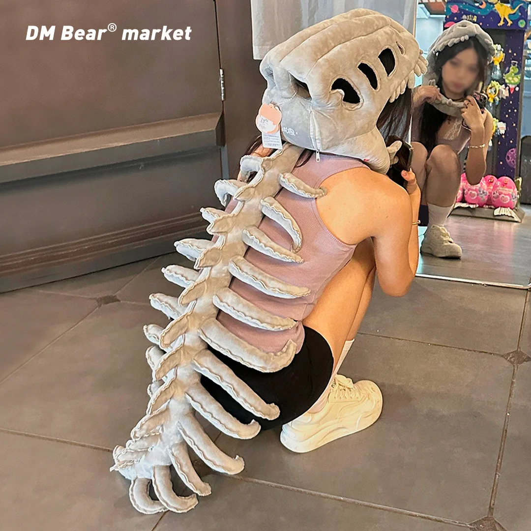 

Funny Dinosaur Skeleton Plush Hat Creative Dinosaur Bone Photo Prop Halloween Unique Costume Accessory for Party Cosplay Fun
