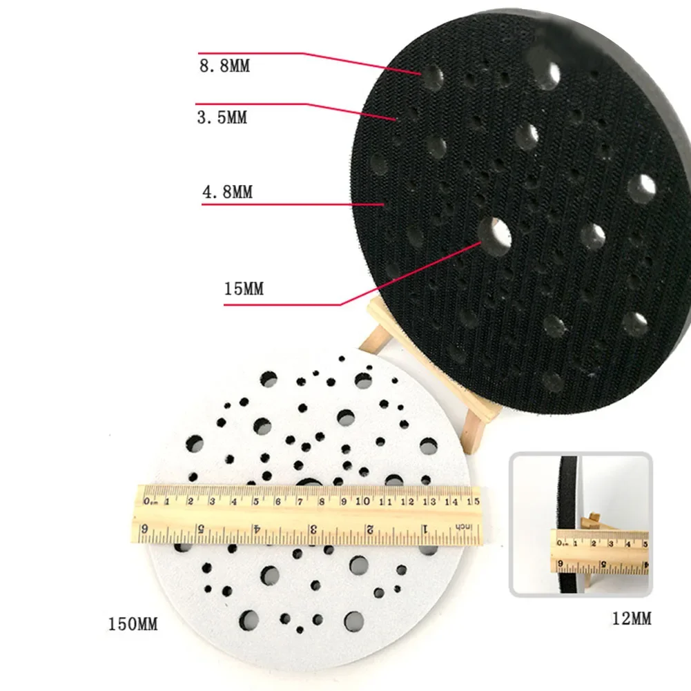 Almofadas de interface de 150mm, gancho e laço, esponja macia, disco de polimento, lixadeira orbital de 70 buracos, ferramentas abrasivas