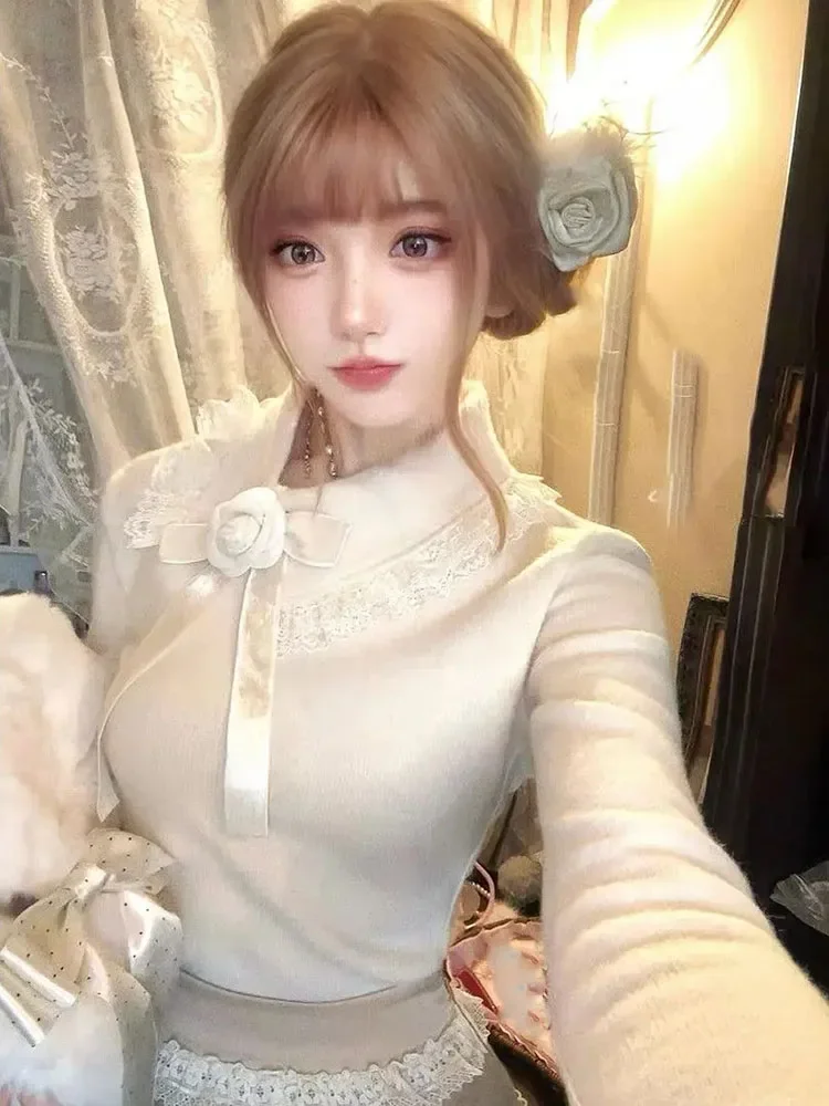 

Advanced French Temperament Sweater Pullover Jumper Y2k Top Cashmere Fairy Grunge Winter Clothes Women Sueter Mujer